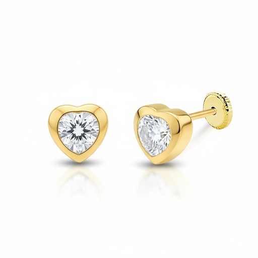 [P223] PENDIENTES ORO 18KL CORAZON - 6MM