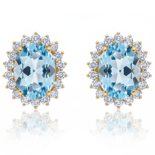 [P2354] PENDIENTES ORO 18KL CIRCONITAS + PIEDRA COLOR