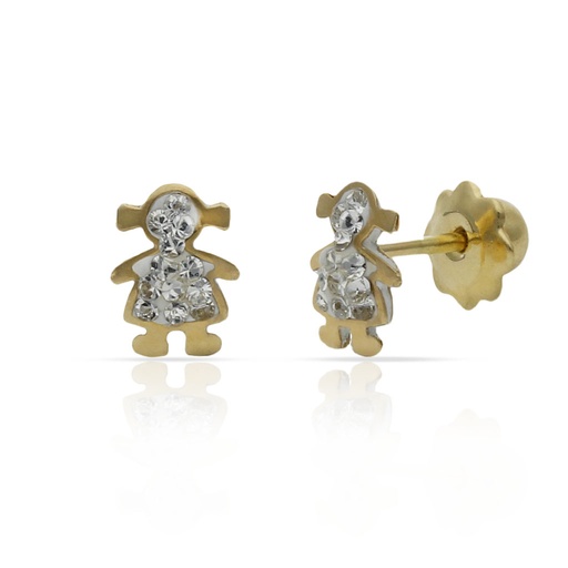 [P261] PENDIENTES ORO 18KL NIÑA PEQUEÑA