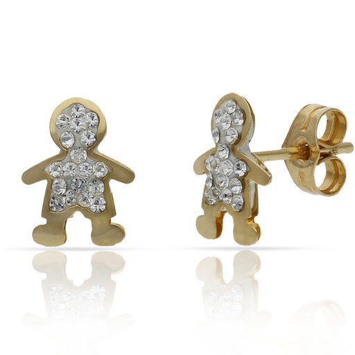 [P263] PENDIENTES ORO 18KL NIÑO GRANDE