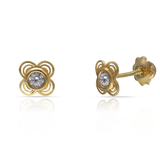 [P271] PENDIENTES ORO 18KL FLOR