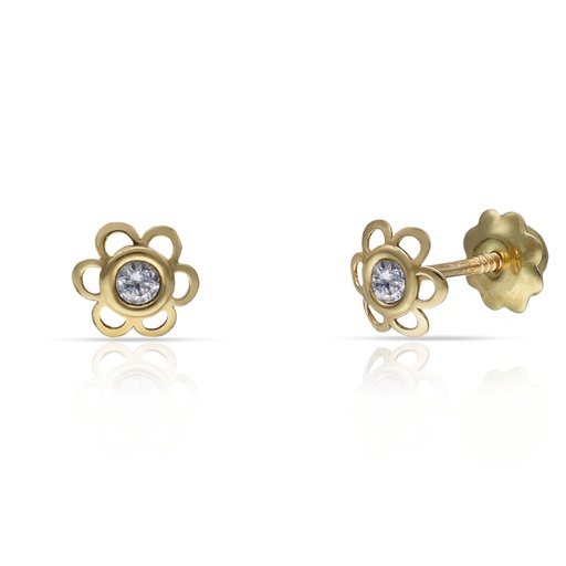 [P275] PENDIENTES ORO 18KL FLOR