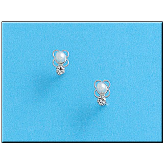 [P291] PENDIENTES ORO BLANCO 18KL PERLAS