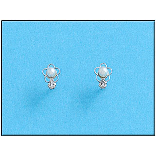 [P293] PENDIENTES ORO BLANCO 18KL PERLAS