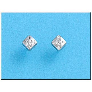 [P298] PENDIENTES ORO BLANCO 18KL CUADRADOS