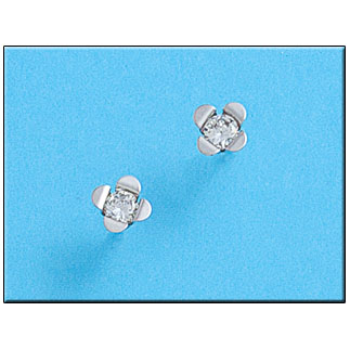 [P299] PENDIENTES ORO BLANCO 18KL FLOR