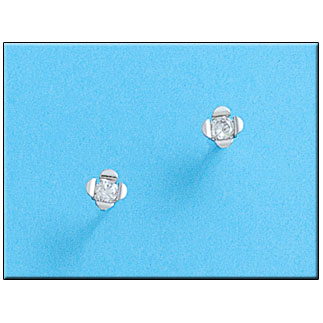 [P300] PENDIENTES ORO BLANCO 18KL FLOR