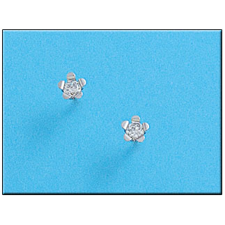 [P302] PENDIENTES ORO BLANCO 18KL FLOR