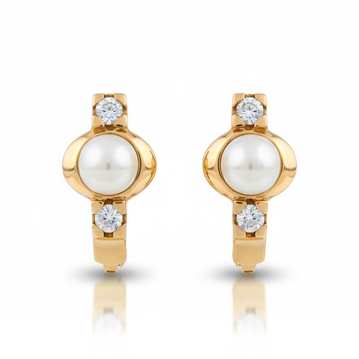 [P3203] PENDIENTES ORO 18KL P. CULTIVADAS + CIRCONITAS