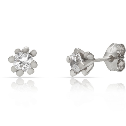 [P334] PENDIENTES ORO BLANCO 18KL CIRCONITAS