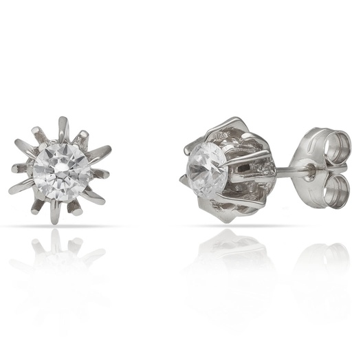 [P338] PENDIENTES ORO BLANCO 18KL CIRCONITAS