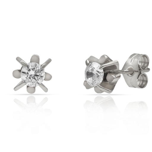 [P339] PENDIENTES ORO BLANCO 18KL CIRCONITAS