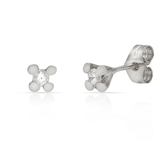 [P341] PENDIENTES ORO BLANCO 18KL CIRCONITAS