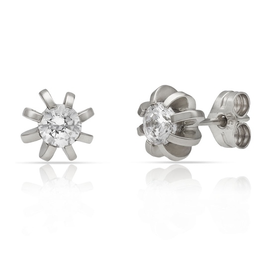 [P344] PENDIENTES ORO BLANCO 18KL CIRCONITAS