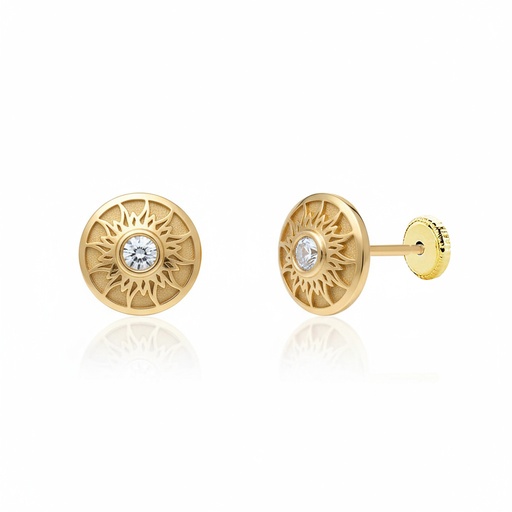 [P357] PENDIENTES ORO 18KL SOL