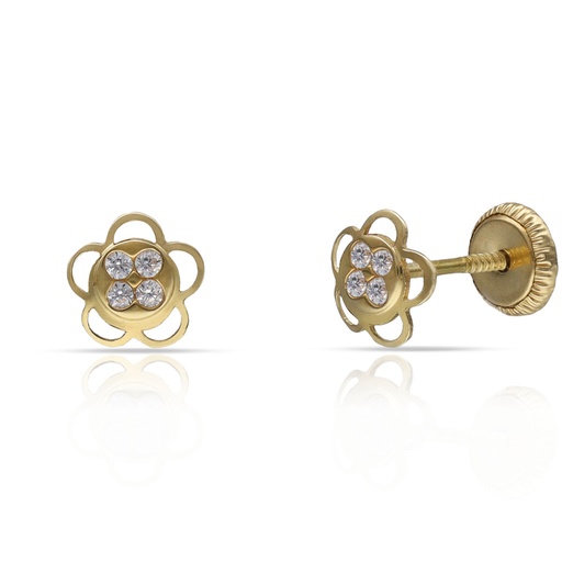 [P376] PENDIENTES ORO 18KL FLOR