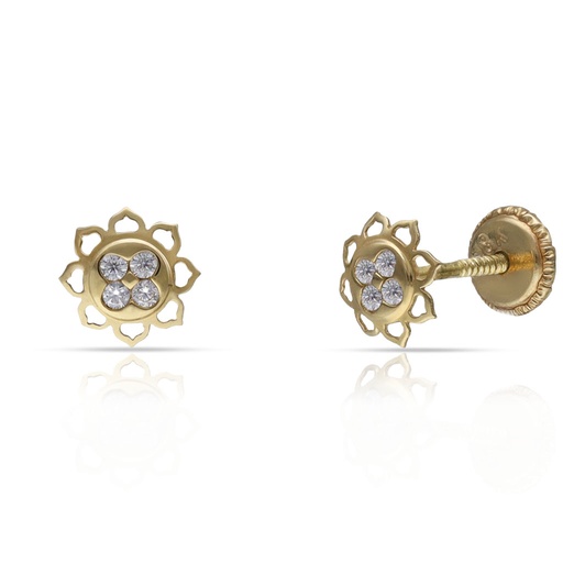 [P377] PENDIENTES ORO 18KL FLOR