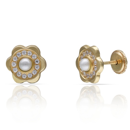 [P379] PENDIENTES ORO 18KL FLOR