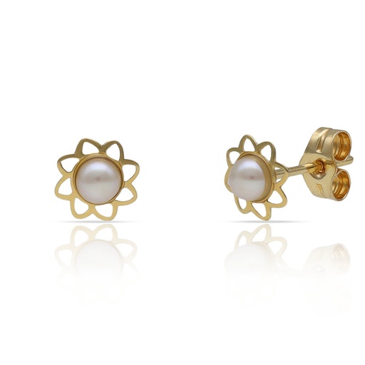 [P380] PENDIENTES ORO 18KL FLOR