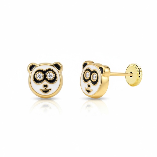 [P385] PENDIENTES ORO 18KL OSO PANDA