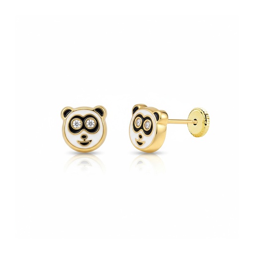 [P386] PENDIENTES ORO 18KL OSO PANDA