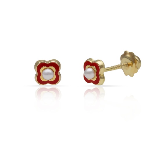 [P393] PENDIENTES ORO 18KL FLOR