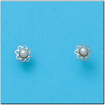 [P400] PENDIENTES ORO BLANCO 18KL FLOR