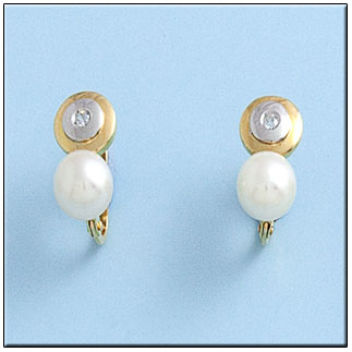 [P412] PENDIENTES ORO 18KL BICOLOR PERLAS