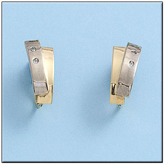 [P424] PENDIENTES ORO 18KL BICOLOR CIRCONITAS
