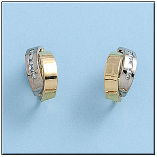 [P427] PENDIENTES ORO 18KL BICOLOR CIRCONITAS