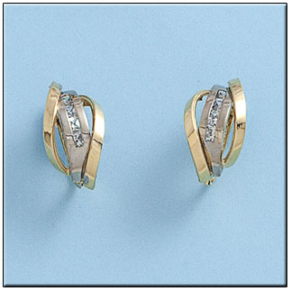[P430] PENDIENTES ORO 18KL BICOLOR CIRCONITAS