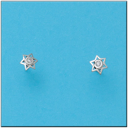 [P480] PENDIENTES ORO BLANCO 18KL ESTRELLAS
