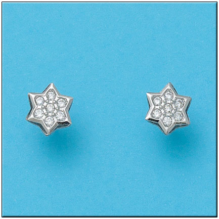 [P481] PENDIENTES ORO BLANCO 18KL ESTRELLAS