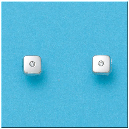 [P486] PENDIENTES ORO BLANCO 18KL CUADRADOS