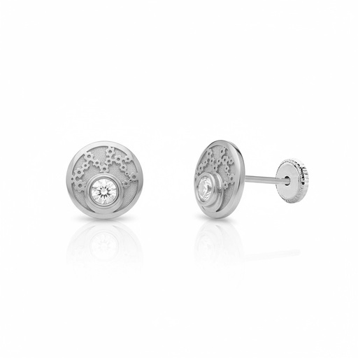[P490] PENDIENTES ORO BLANCO 18KL REDONDO