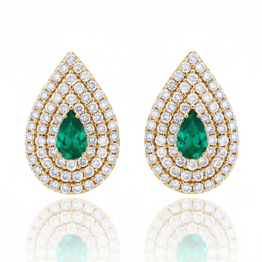 [P4931] PENDIENTES ORO 18K CRISOPAL Y CIRCONITAS