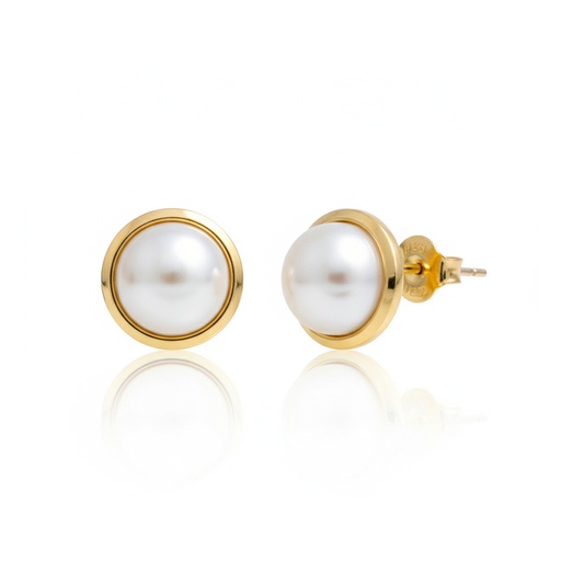[P497/8] PENDIENTES ORO 18KL PERLAS + CERCO - 10.50MM