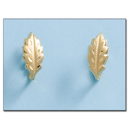 [P555] PENDIENTES ORO 18KL HOJA PEQUEÑA