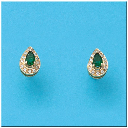 [P563] PENDIENTES ORO 18KL CRISOPAL VERDE
