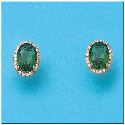 [P571] PENDIENTES ORO 18KL CRISOPAL VERDE
