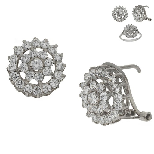 [P599] PENDIENTES ORO BLANCO 18KL CIRCONITAS