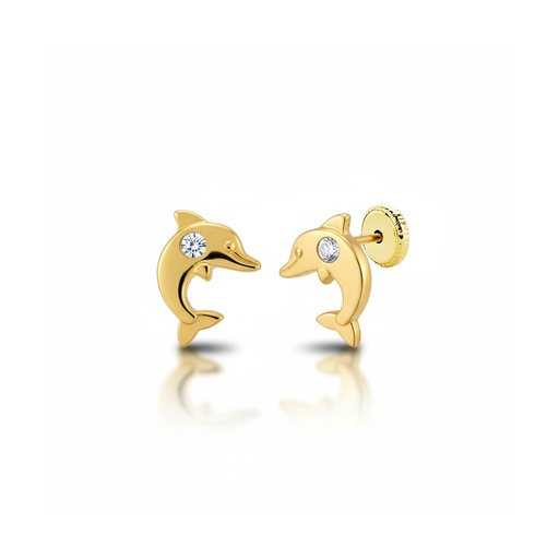 [P6001] PENDIENTES ORO 18KL DELFIN