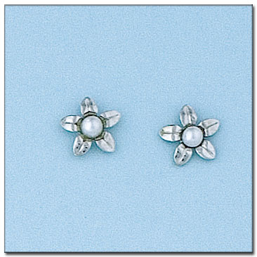 [P6025] PENDIENTES ORO BLANCO 18KL FLOR