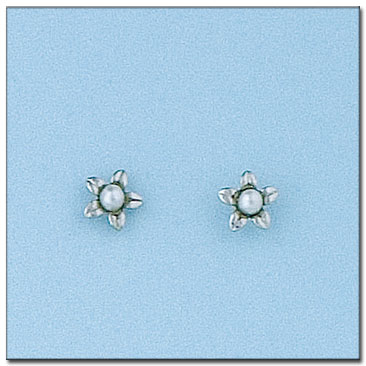[P6026] PENDIENTES ORO BLANCO 18KL FLOR