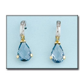 [P6393] PENDIENTES ORO 18KL BICOLOR AGUA MARINA