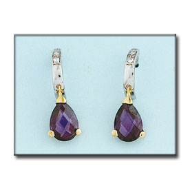 [P6402] PENDIENTES ORO 18KL BICOLOR AMATISTA