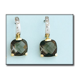 [P6410] PENDIENTES ORO 18KL BICOLOR OLIVINA