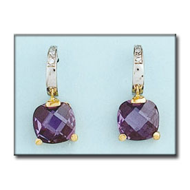 [P6412] PENDIENTES ORO 18KL BICOLOR AMATISTA