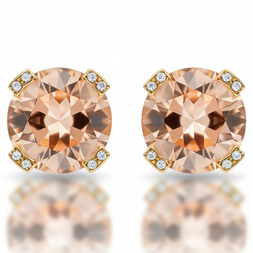 [P6612] PENDIENTES ORO 18KL CIRCONITAS + PIEDRA COLOR