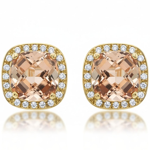 [P6631] PENDIENTES ORO 18KL CIRCONITAS + PIEDRA COLOR
